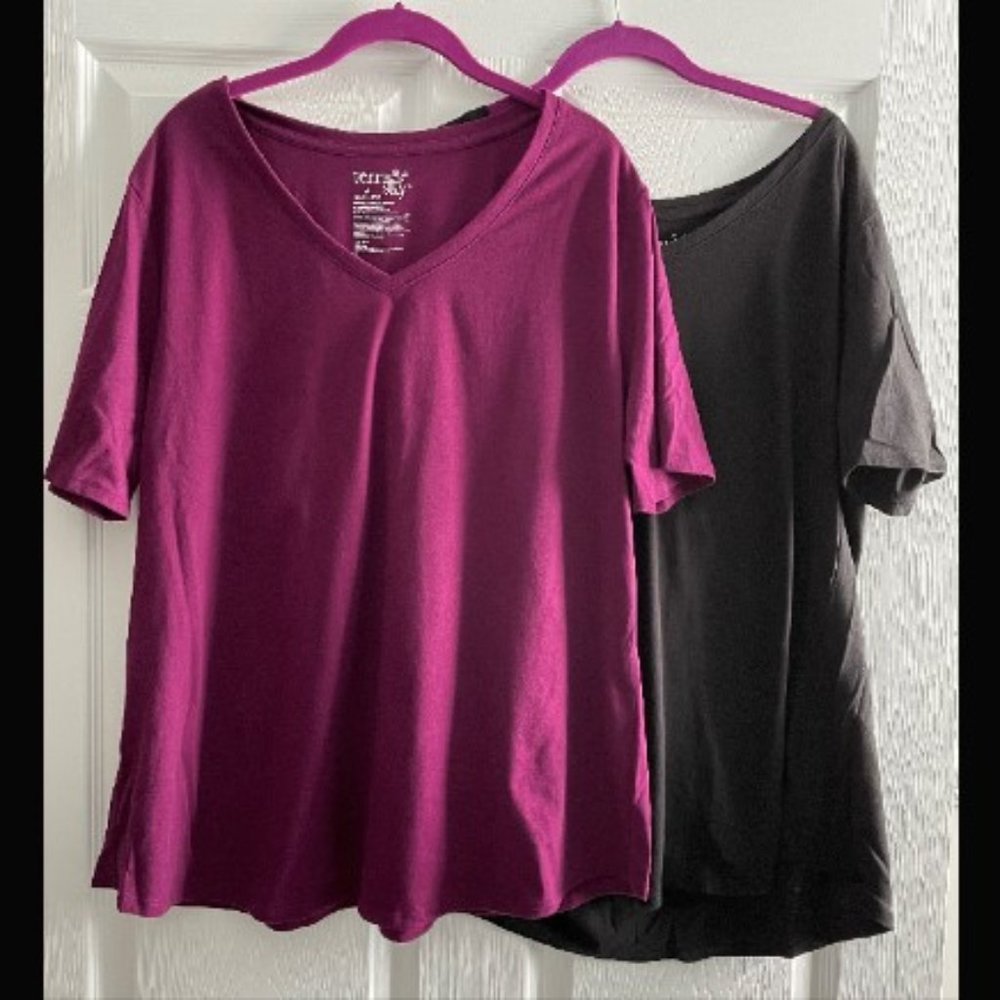 (2) VNeck Short Sleeves TShirts - 16W/18W